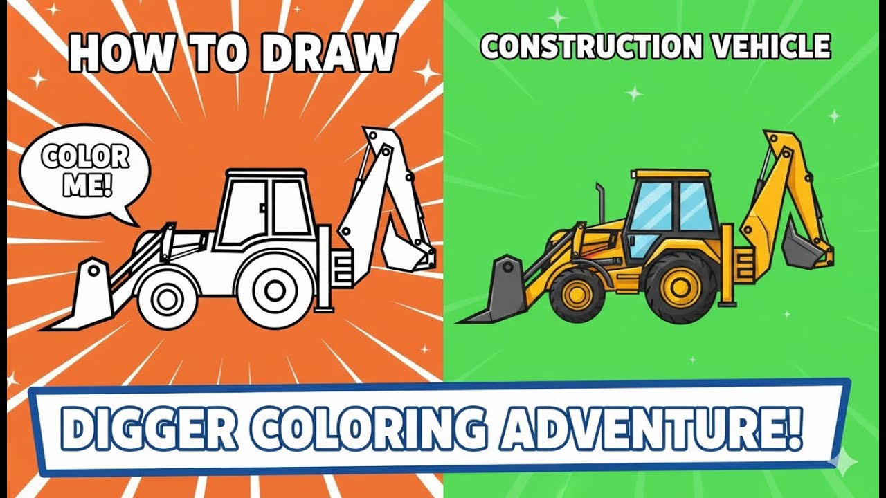 JCB Easy Kids Drawing | JCB Machine Drawing Tutorial