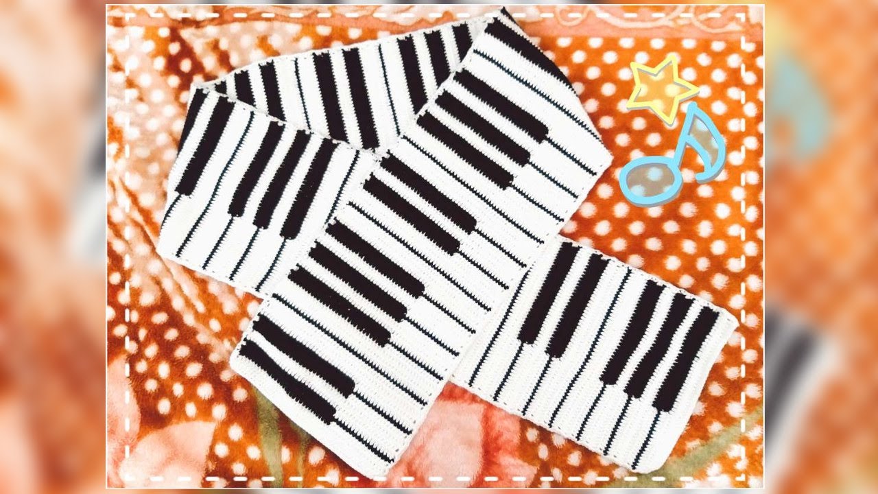 How to Crochet Double-sided Piano Keyboard Scarf Tutorial. No cut, no sew.