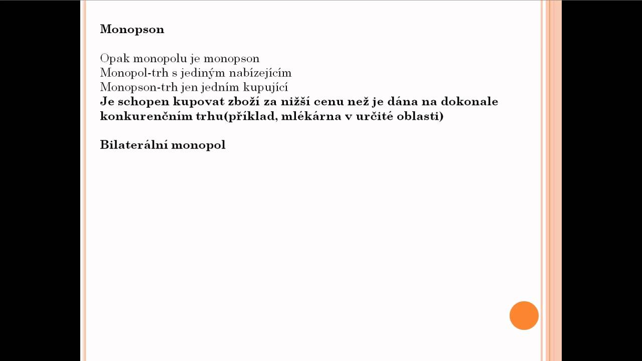 mikroekonomie 1 monopson
