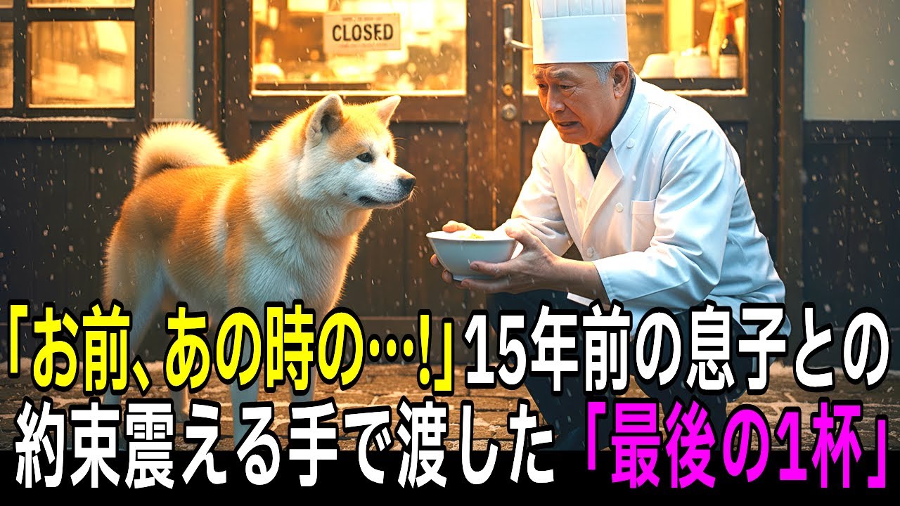ラーメン屋の店主が15年間、店の前で待つ秋田犬に毎日スープをあげ続けた。閉店の日に判明した「犬の正体」に、涙が止まらないのだが…。