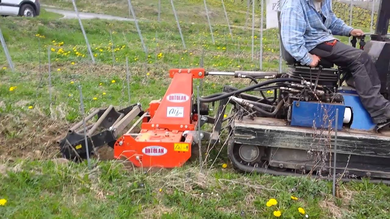 Tracteur à chenilles LOEFFEL Viti-Plus 100 av herse rotative