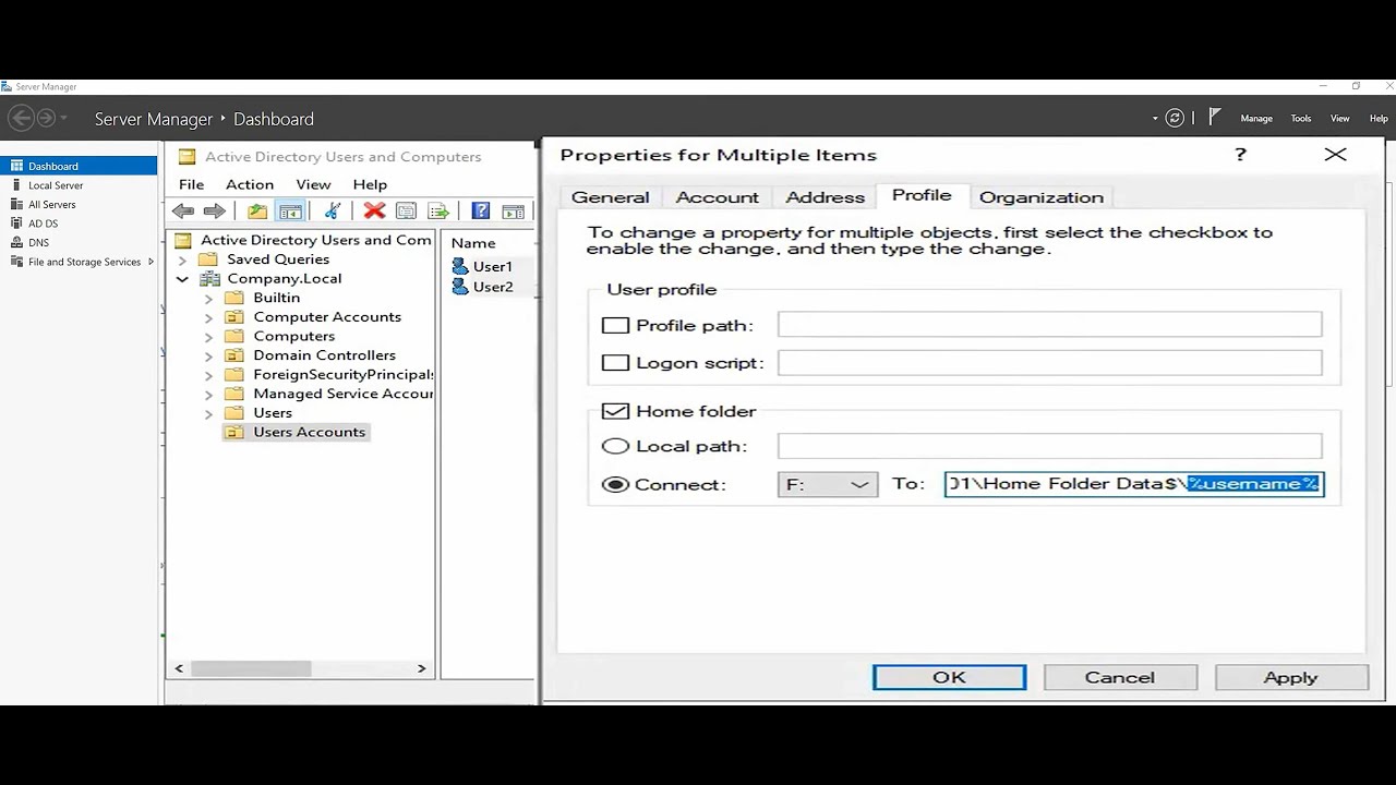 How To Create Home Folder For Active Directory Users To Backup File Windows Server 2019