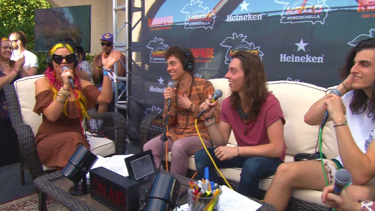 Megan Holiday talks with Greta Van Fleet at the KROQ Coachella House