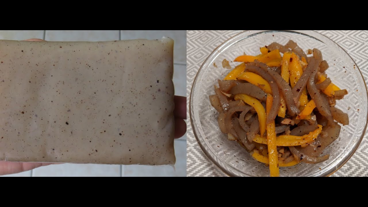 Japanese Ita konnyaku salad (yam cake): vegan dish recipe