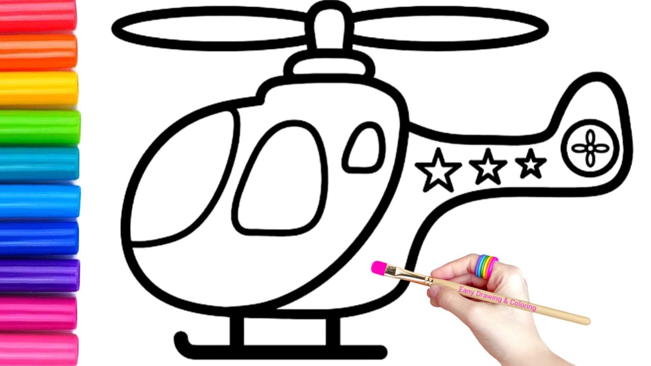 Police Helicopter Drawing ,Painting and Coloring for Kids & Toddlers|How to Draw Police Helicopter