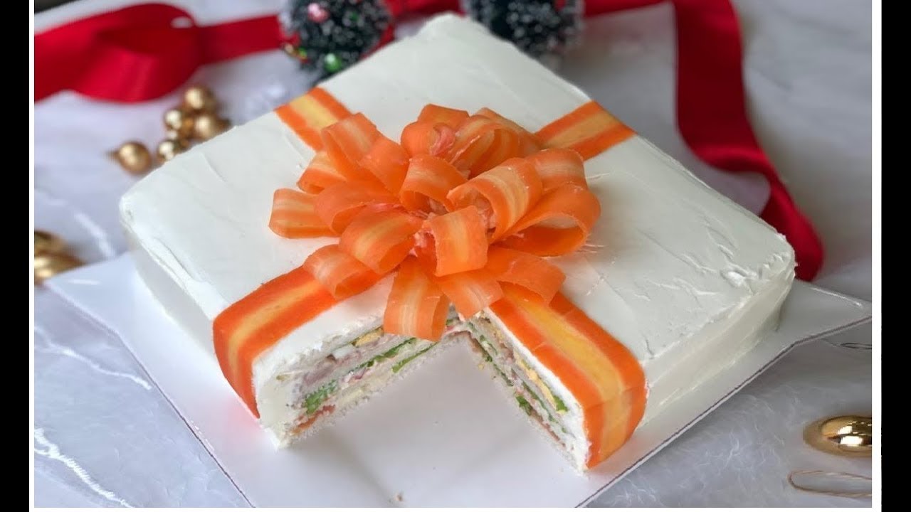 Torta tramezzino regalo di Natale - Torta salata senza cottura / Antipasto