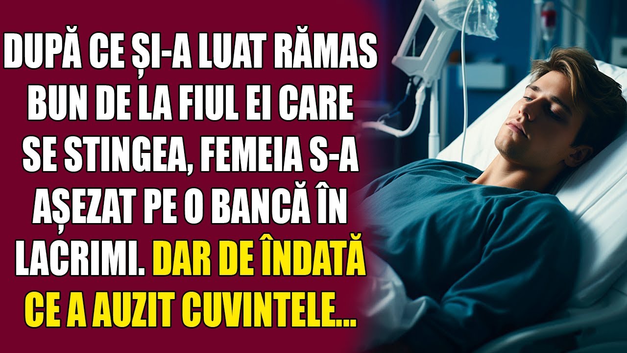 După ce și-a luat rămas bun de la fiul ei care se stingea, femeia s-a așezat pe o bancă în lacrimi
