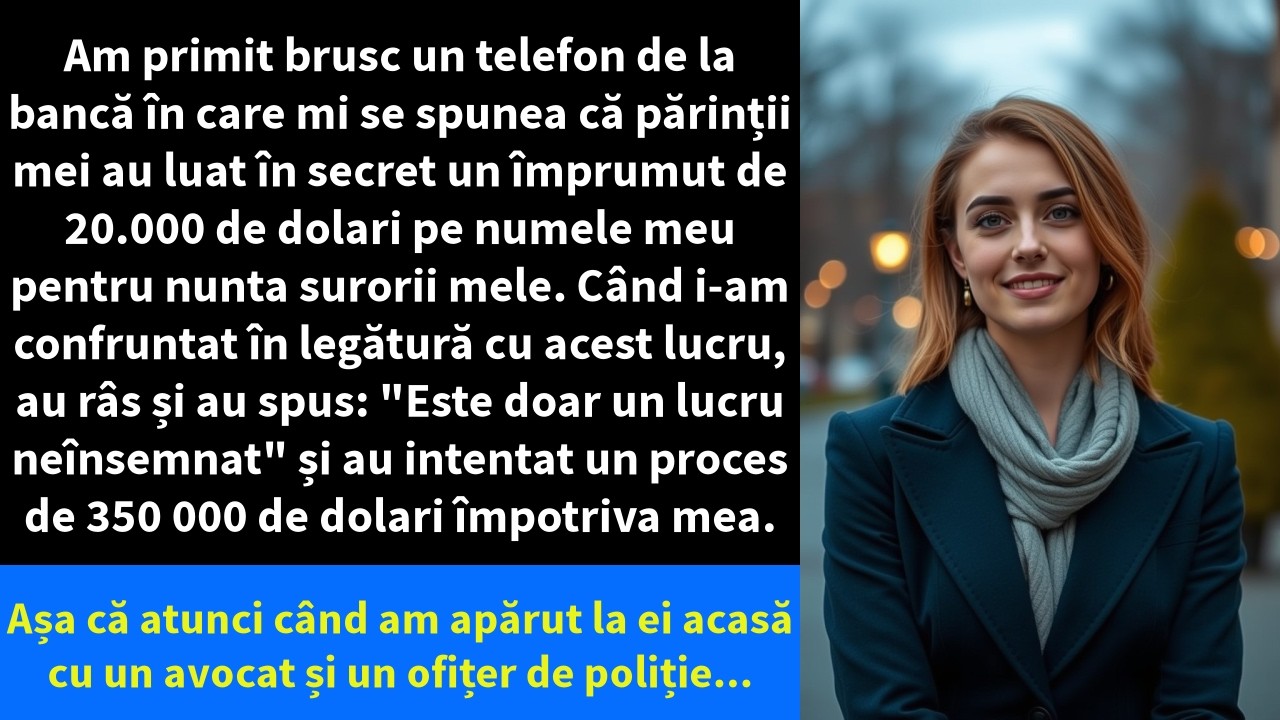 Am primit brusc un telefon de la bancă în care mi se spunea că părinții mei au luat în secret un