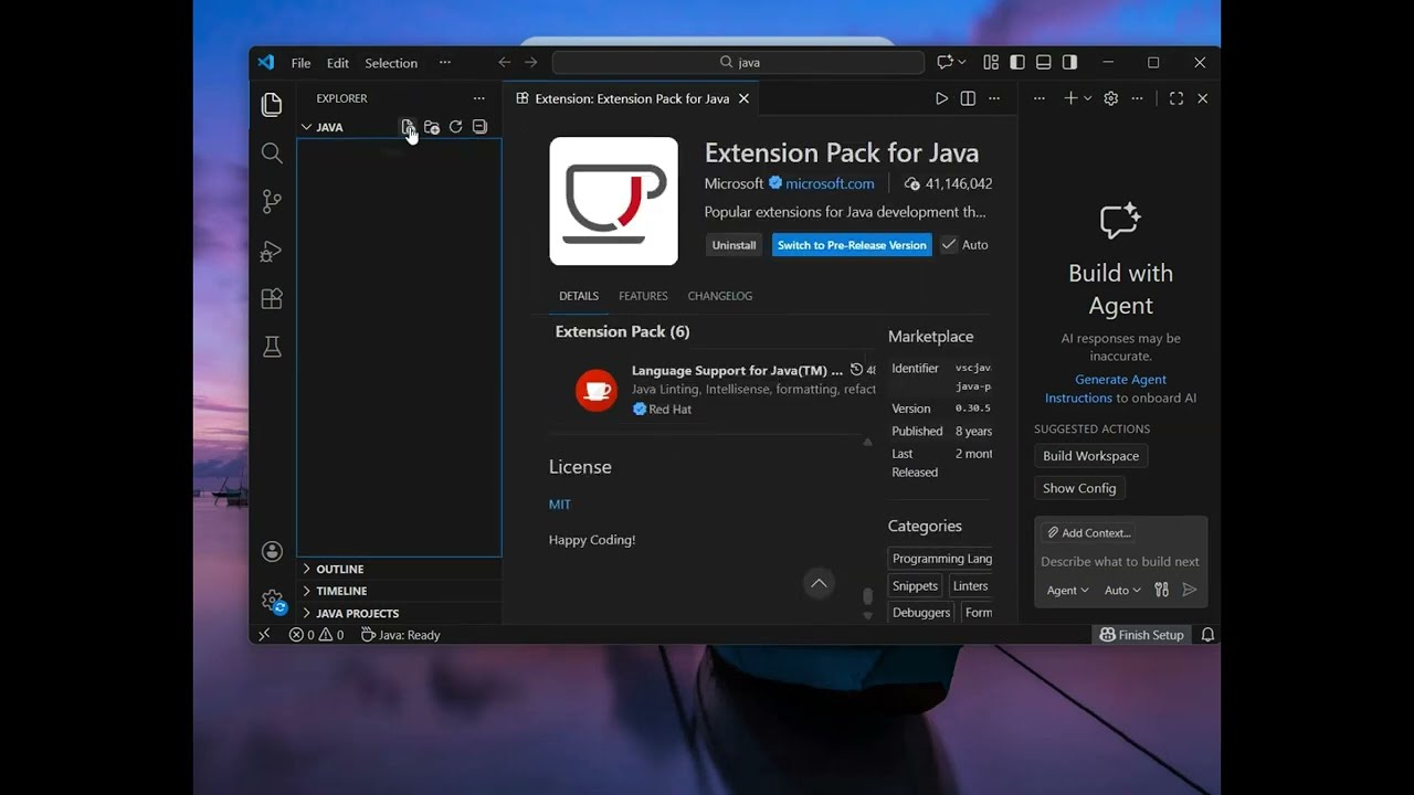 Java Jdk download and setup in vscode