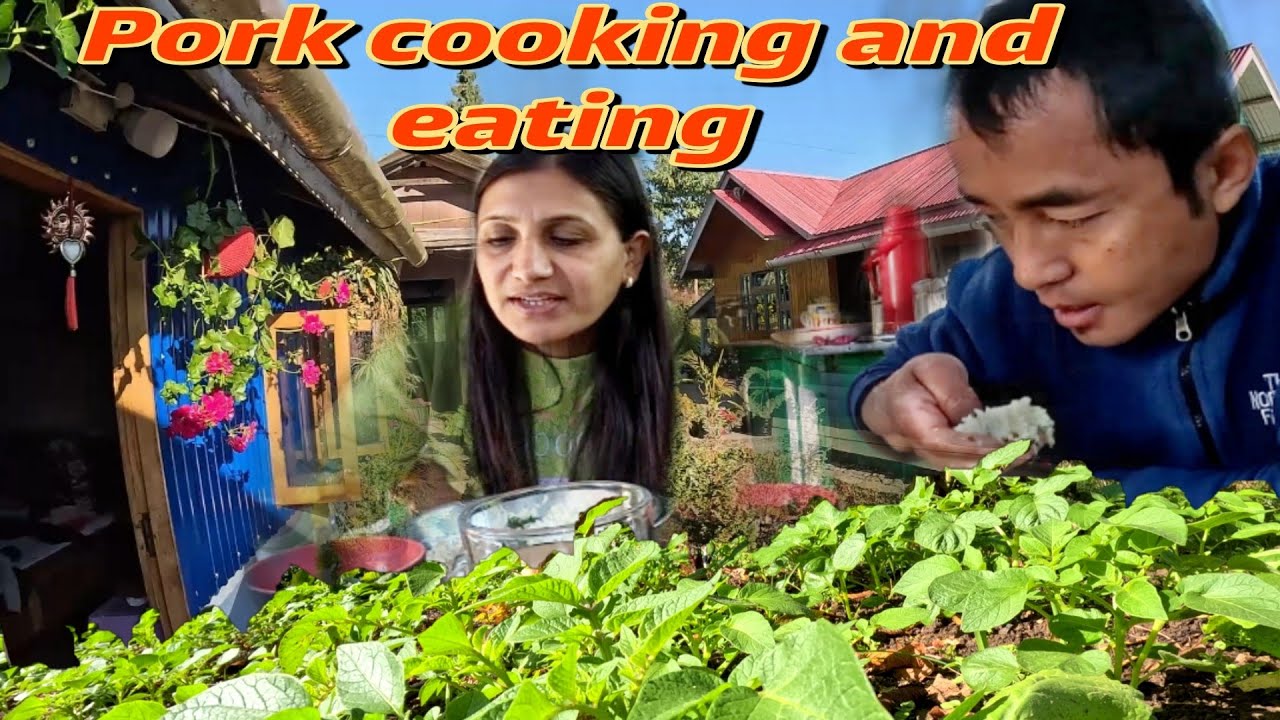 आलु बारीको साग र सुङ्गुरको मासु(pork)आजको हाम्रो परिकार   Nepali style pork meat cooking with saag😋