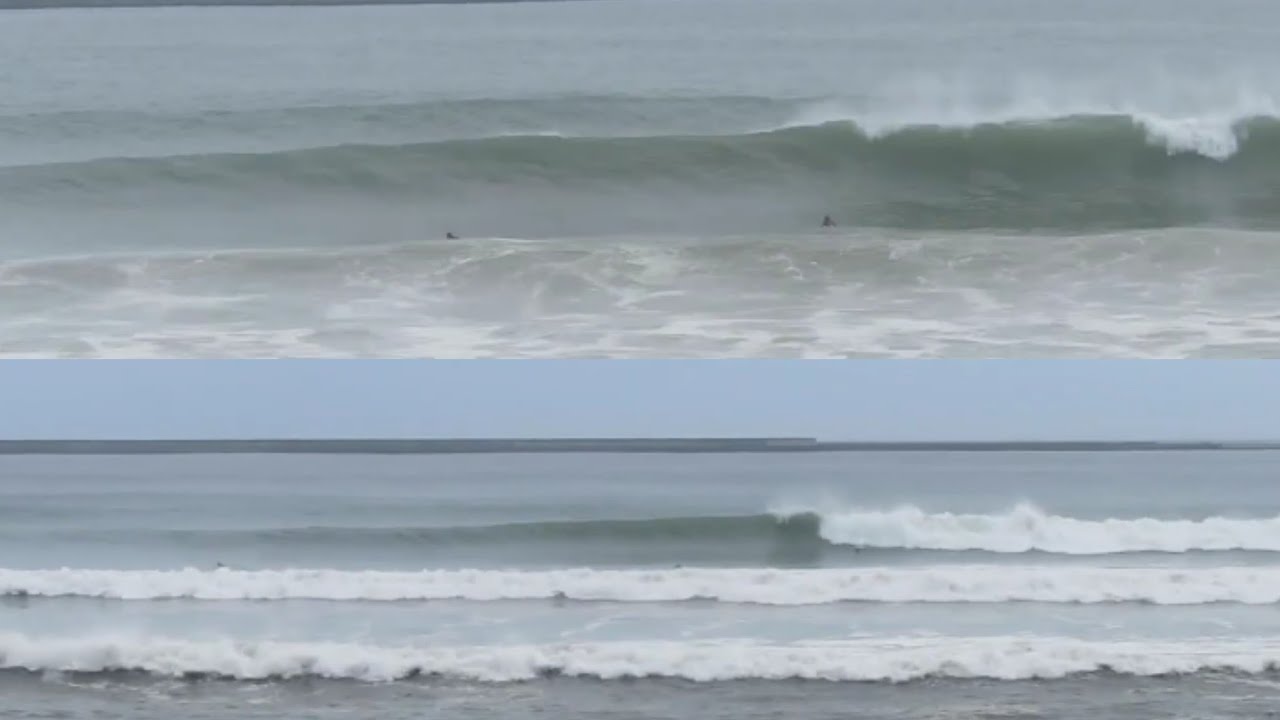 茨城阿字ヶ浦サ－フィン波チェック　2023年8月28日　台風10号　(ダムレイ）　surfing