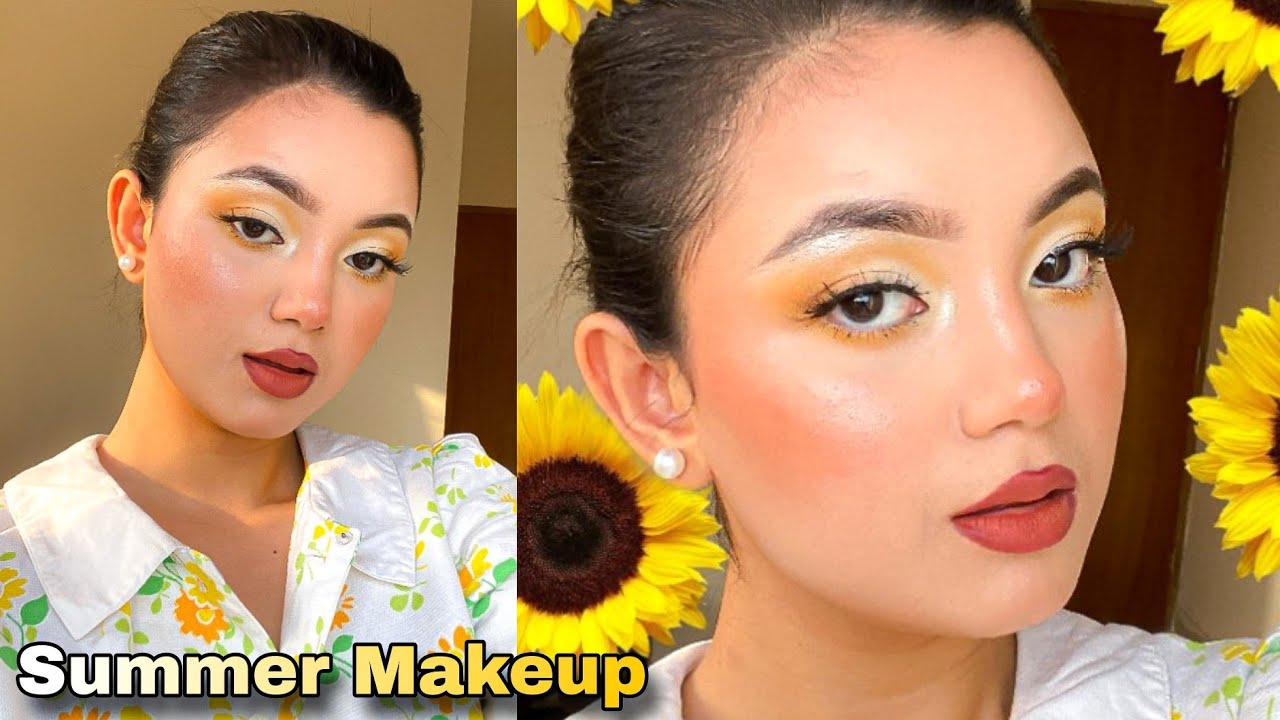 🌻Sunset inspired makeup tutorial🌻| Yellow & White Cut Crease step by step | SHONCHITA