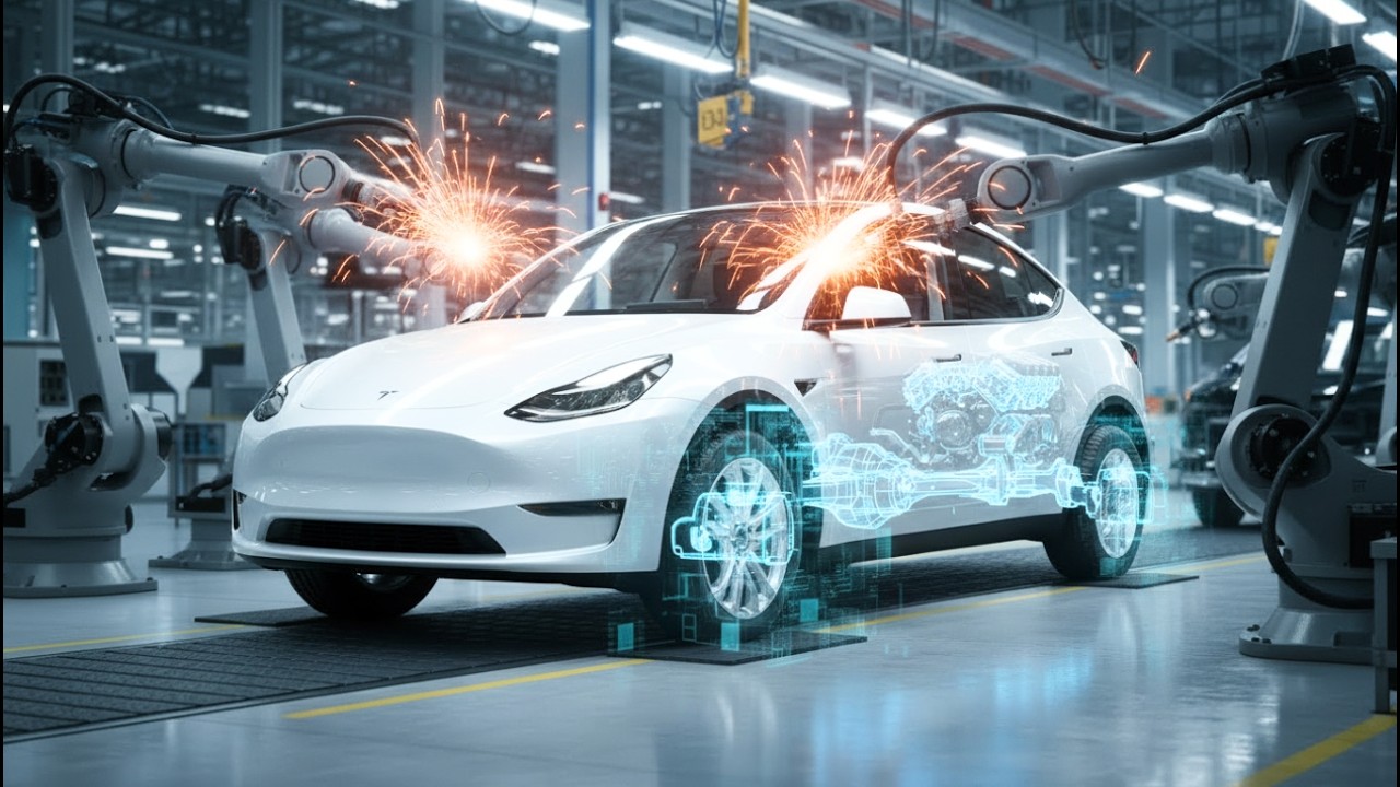 Inside the factory how the Tesla Model Y is manufactured #teslamodely