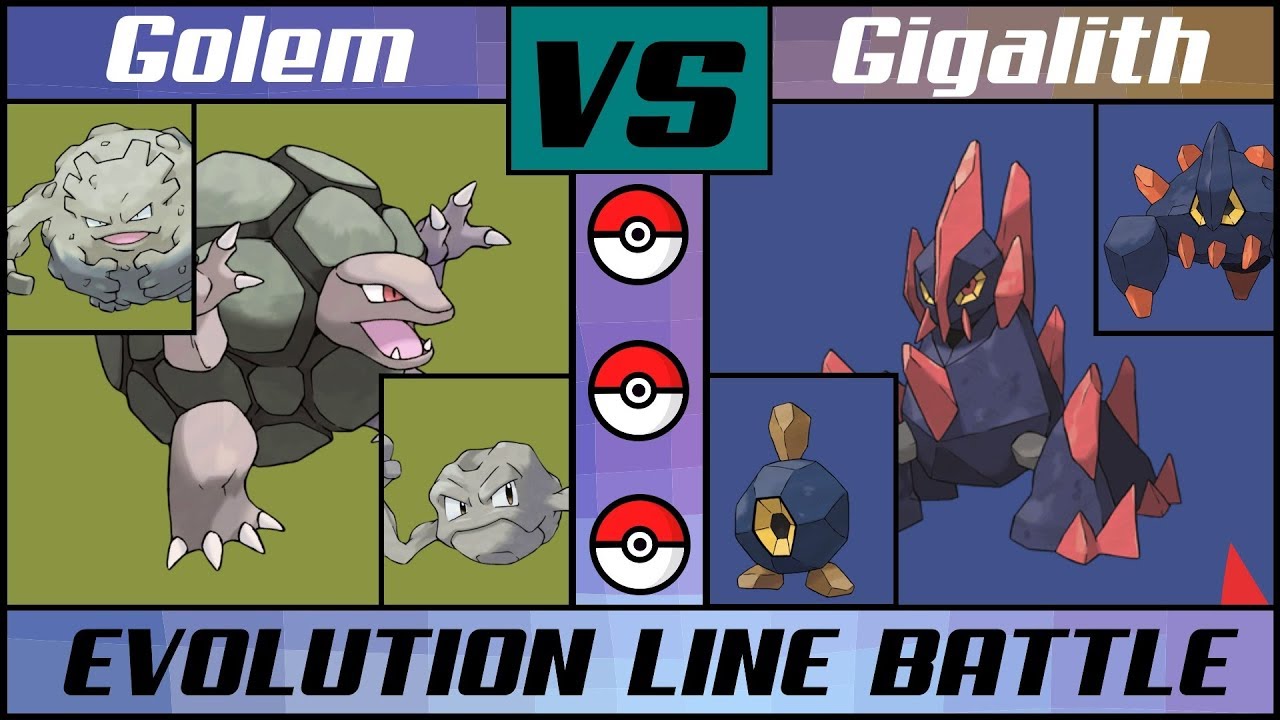 GOLEM vs. GIGALITH - Evolution Line Battle (Pok&eacute;mon Sun/Moon)