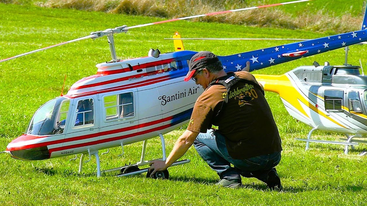 Massive Airwolf XXL Bell 206 in Twin RC Helicopter Action
