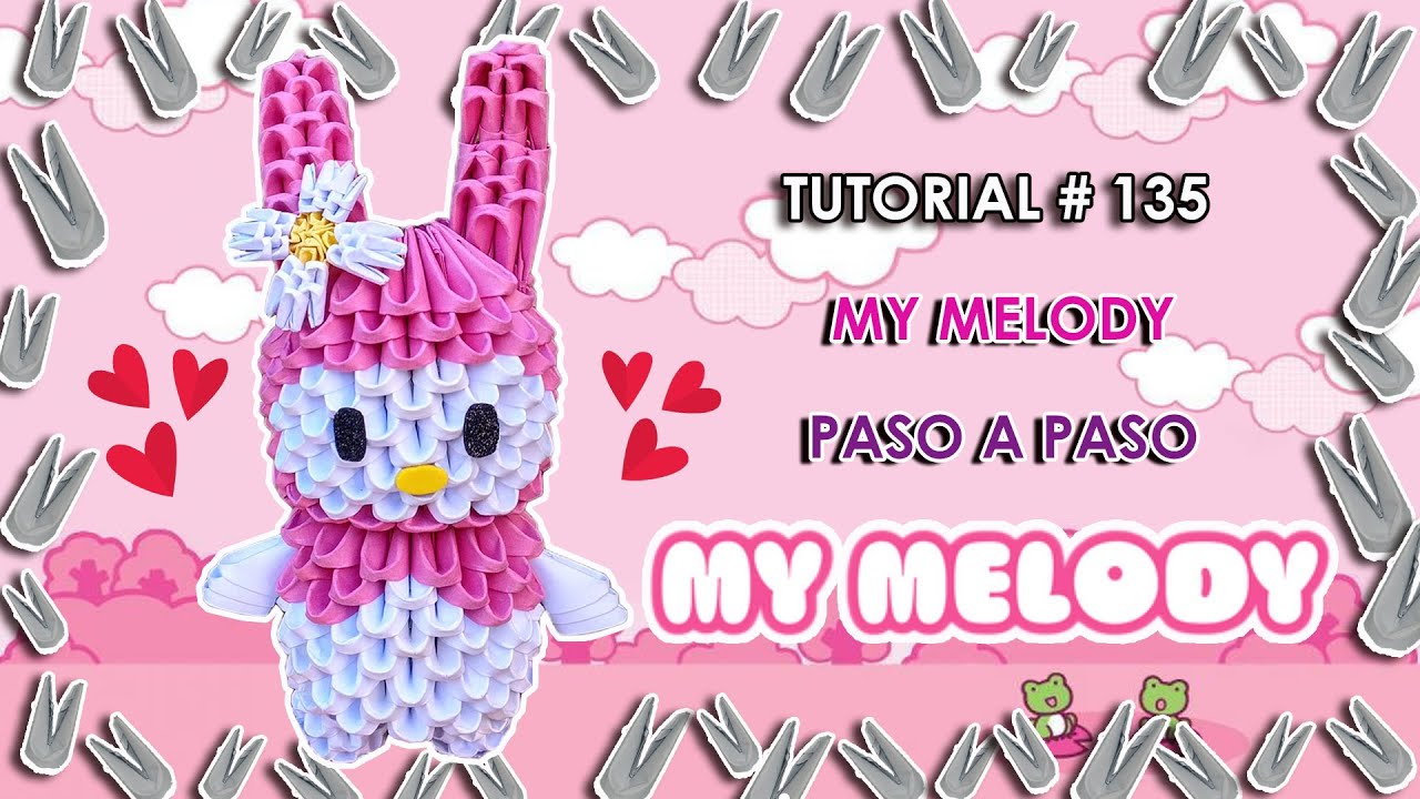 ¿Cómo hacer a MY MELODY 🩷 en Origami3D? ✂️| Sanrio ❤️| Tutorial paso a paso ⭐| Priztiños Origami3D 🌻