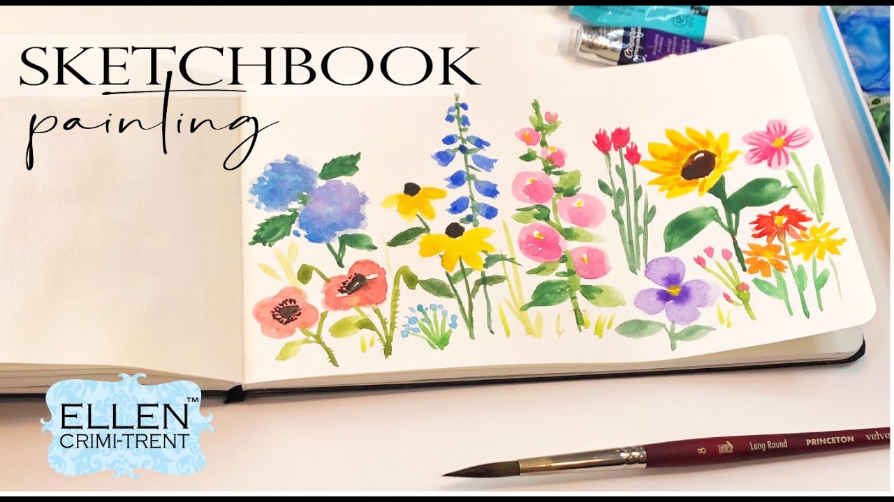 Sketchbook Painting/ Easy Watercolor Summer Flowers for Beginners/ Step by Step tutorial