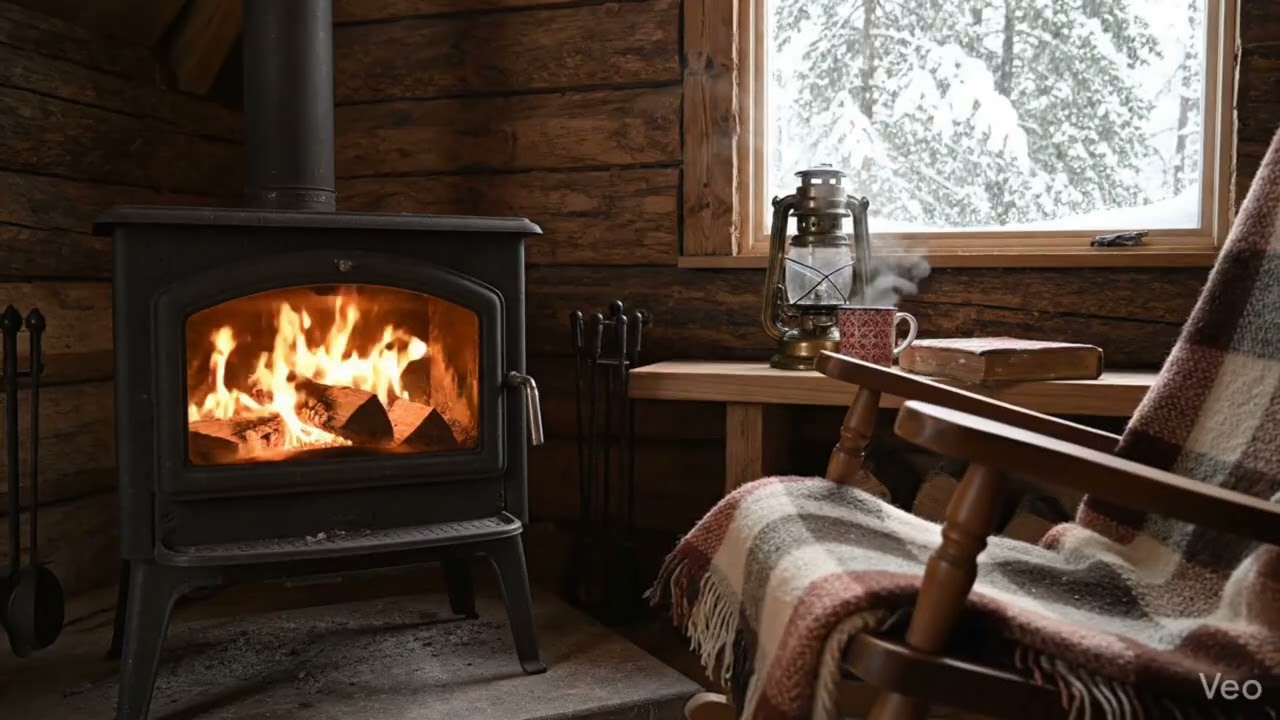 2.5 Hours of Cozy Wood Stove Crackling Fire Sounds – Log Cabin Ambience
