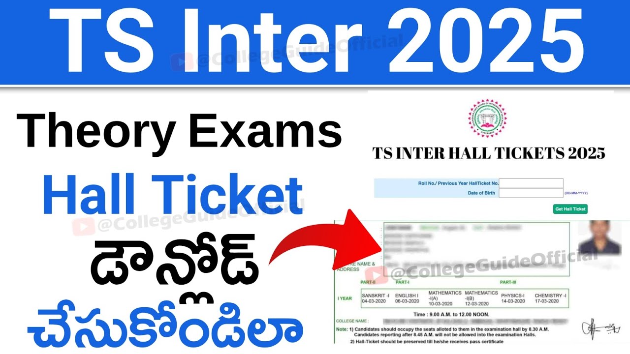 TS Inter 2025 Theory Hall Tickets Download | TS inter Hall Tickets 2025 Download Online Direct Link