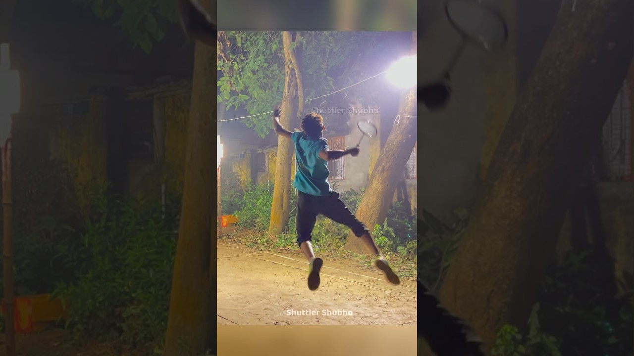 Badminton jump smash #shorts #badmintonmatch #outdoorbadminton #shuttlershubho #badmintontrickshots