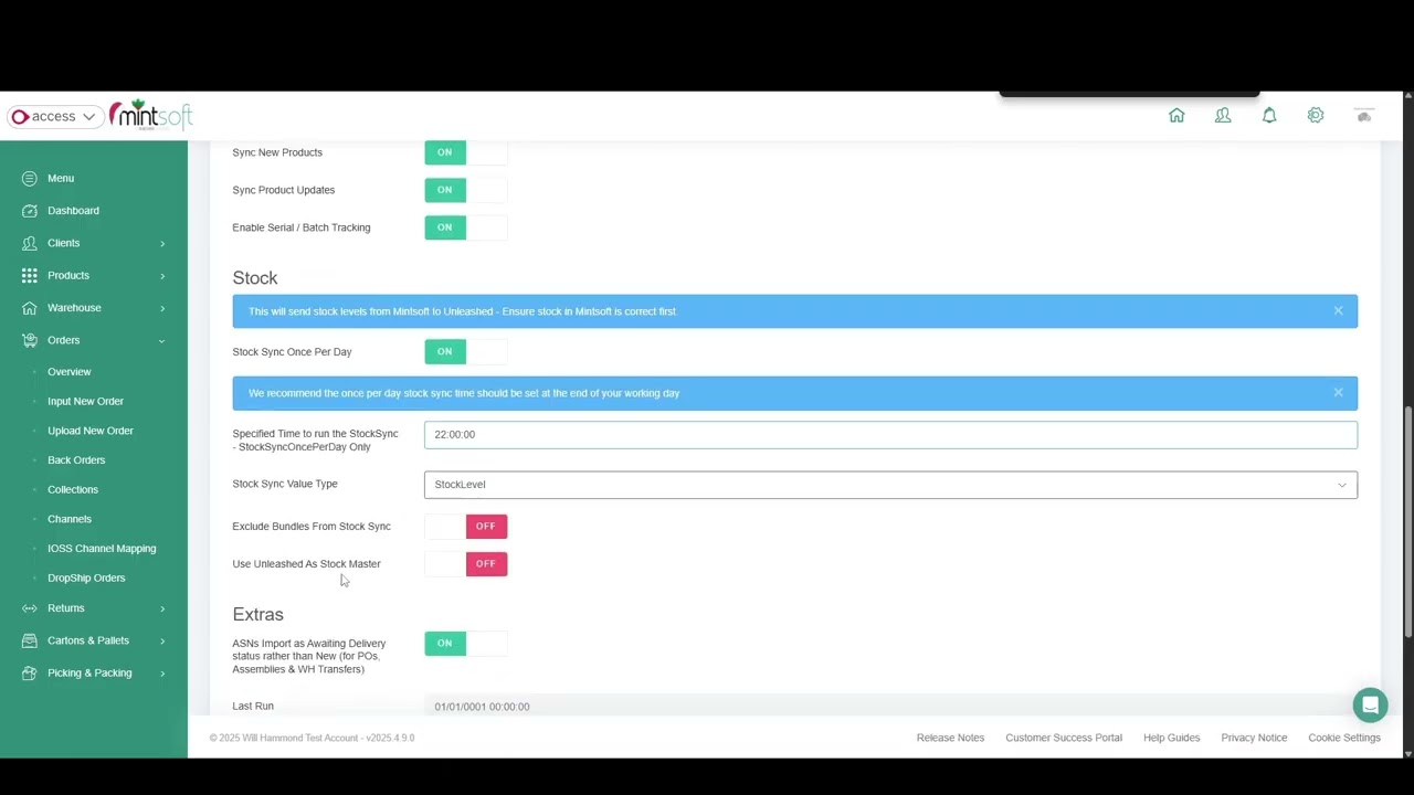 Administrator - Unleashed Integration - Access Mintsoft