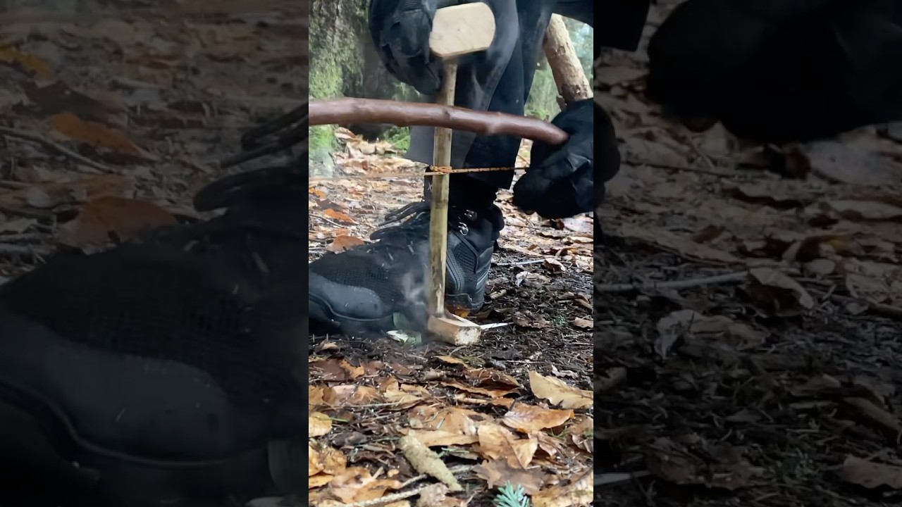 FEUERBOHREN mit FRISCH gesammelten Holz #survivalskills #feuermachen #frictionfire #outdoorsafety