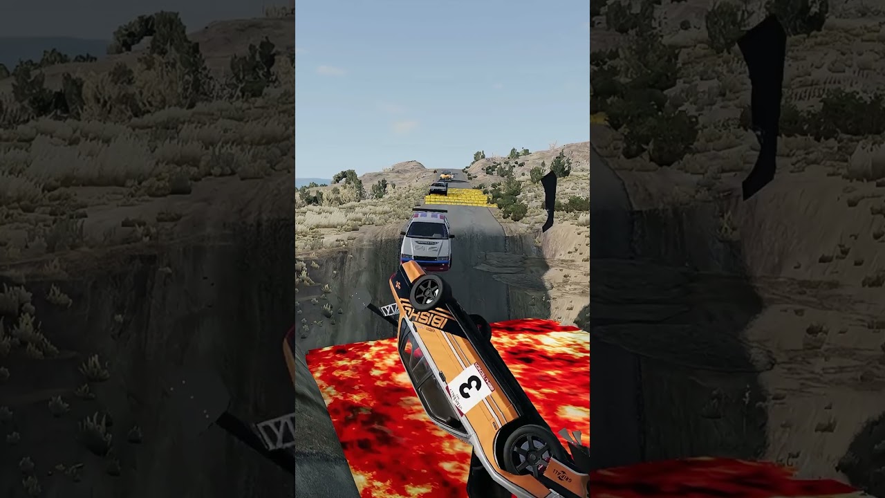 Classic Car vs Speed Bump & Volcano Pit 🌋 | BeamNG Drive Shorts