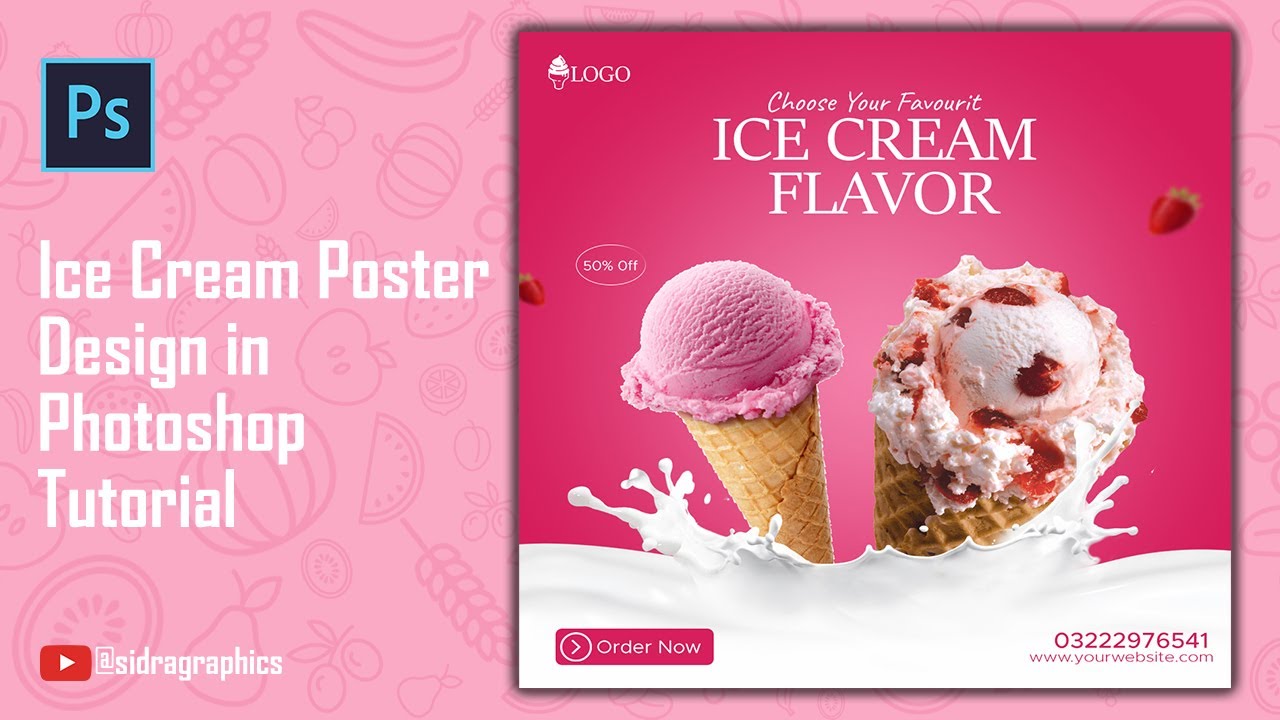 Ice Cream Poster Design in Photoshop - Photoshop for Beginners (Urdu Tutorial)