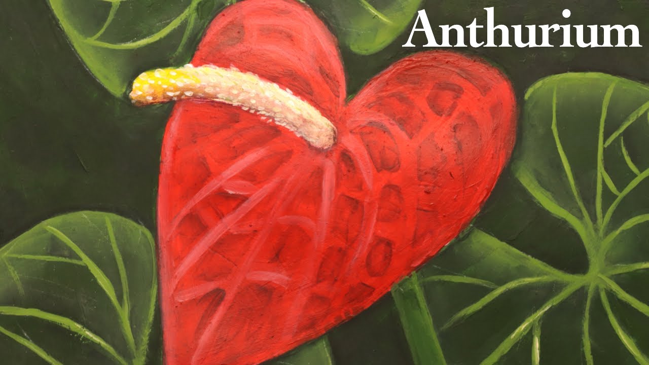 How to paint an anthurium | tropical flower painting ( in 8 Minutes )