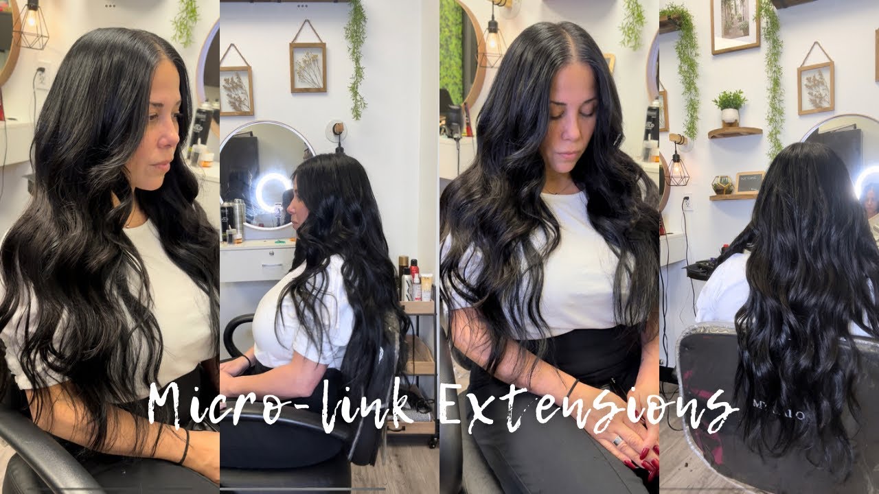 How To: Braidless sew-in with microlinks I Jet Black Extensions W/ long layers Fun & Flirty 🥰