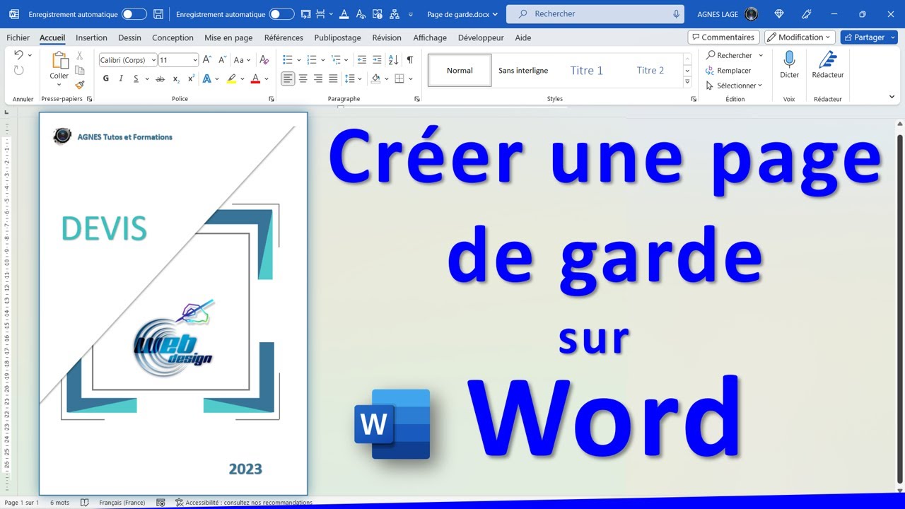 Créer une page de garde Word + 𝟭 𝗔𝗦𝗧𝗨𝗖𝗘 👍