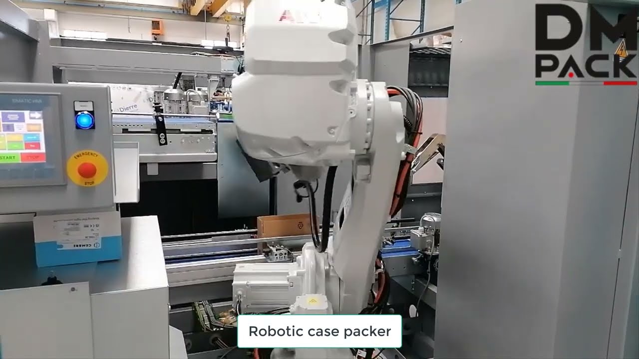 Complete packaging line for grated cheese (VFSS; Robotic case packer).