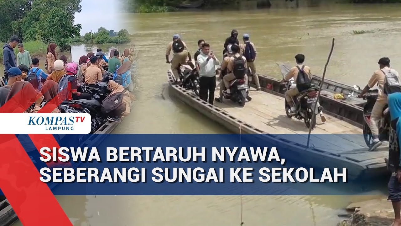 Siswa Bertaruh Nyawa Seberangi Sungai ke Sekolah