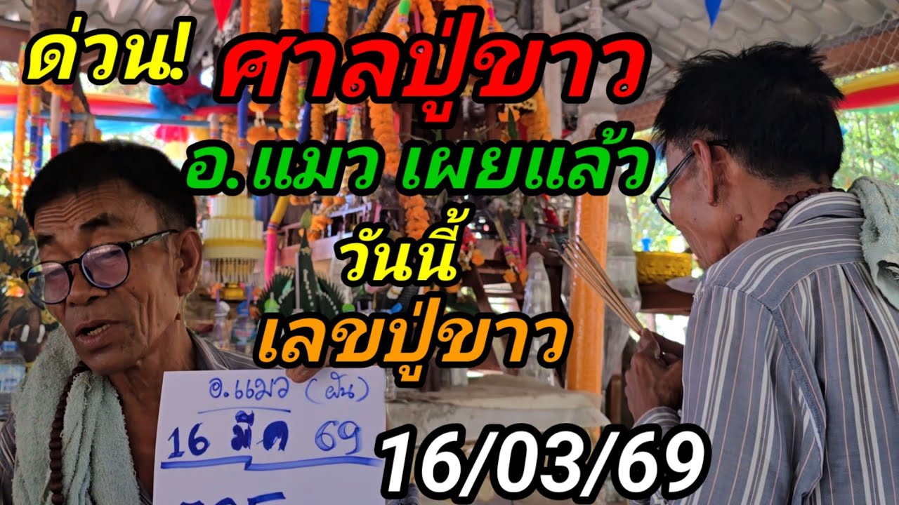 866#ศาลปู่ขาว#อาจารย์แมว เผยแล้ววันนี้#เลขปู่ขาวบอกเน้น!16/03/69#ห้ามพลาด!!3ตัวบน-2ตัวล่าง