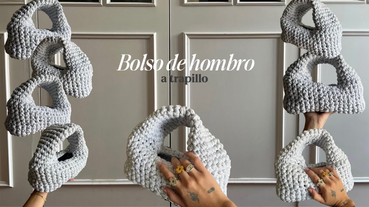 Bolso de hombro/mano a crochet con trapillo🧚‍♀️✨ (tutorial para principiantes)