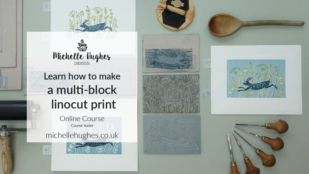 Learn how to make a two and three-colour linocut print, using the multi-block technique.