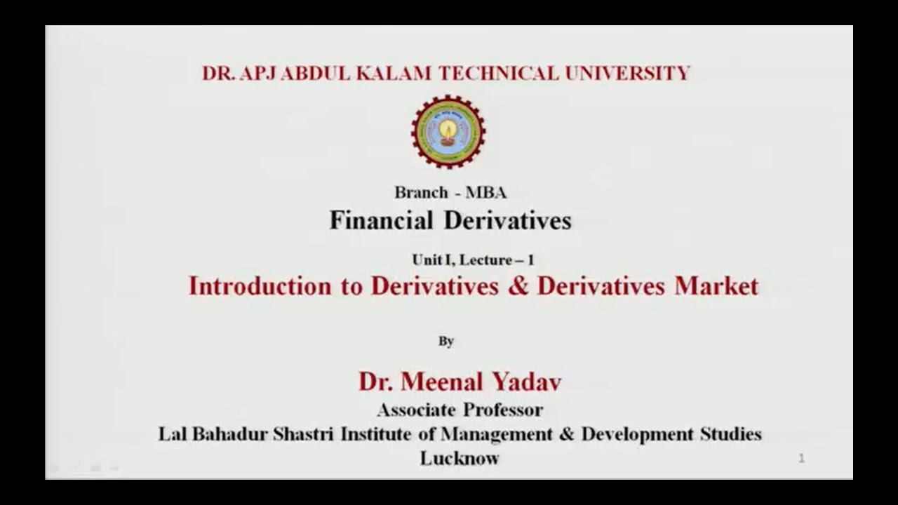 Financial Derivatives | Introduction To Financial Derivatives | AKTU Digital Education