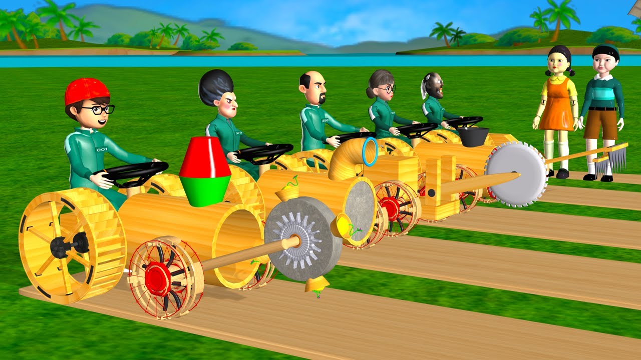 Crazy Wooden Vehicles in Squid Game Challenge 5 Times vs Scary Teacher 3D