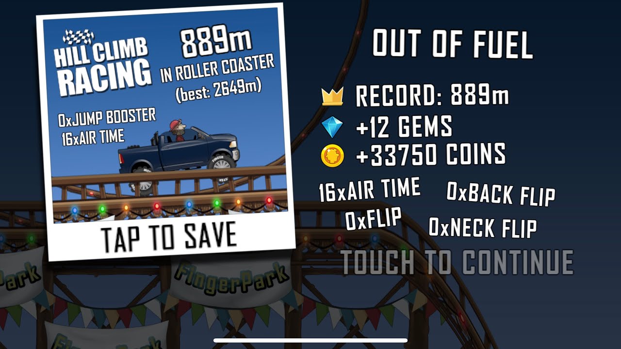Hill Climb Racing Super Diesel 4X4 In Roller Coaster: 889m