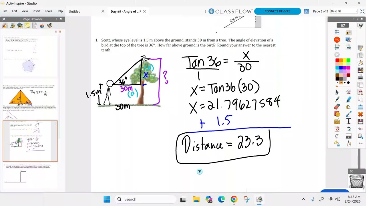 Geometry AB February 24th - Unit 8 Day 9 - Angle of Elevation & Depression
