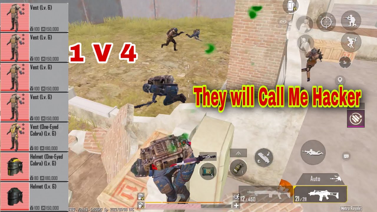 Fight moments 1 Vs 4 Amazing fight - Pubg Metro Royale Mode Gameplay
