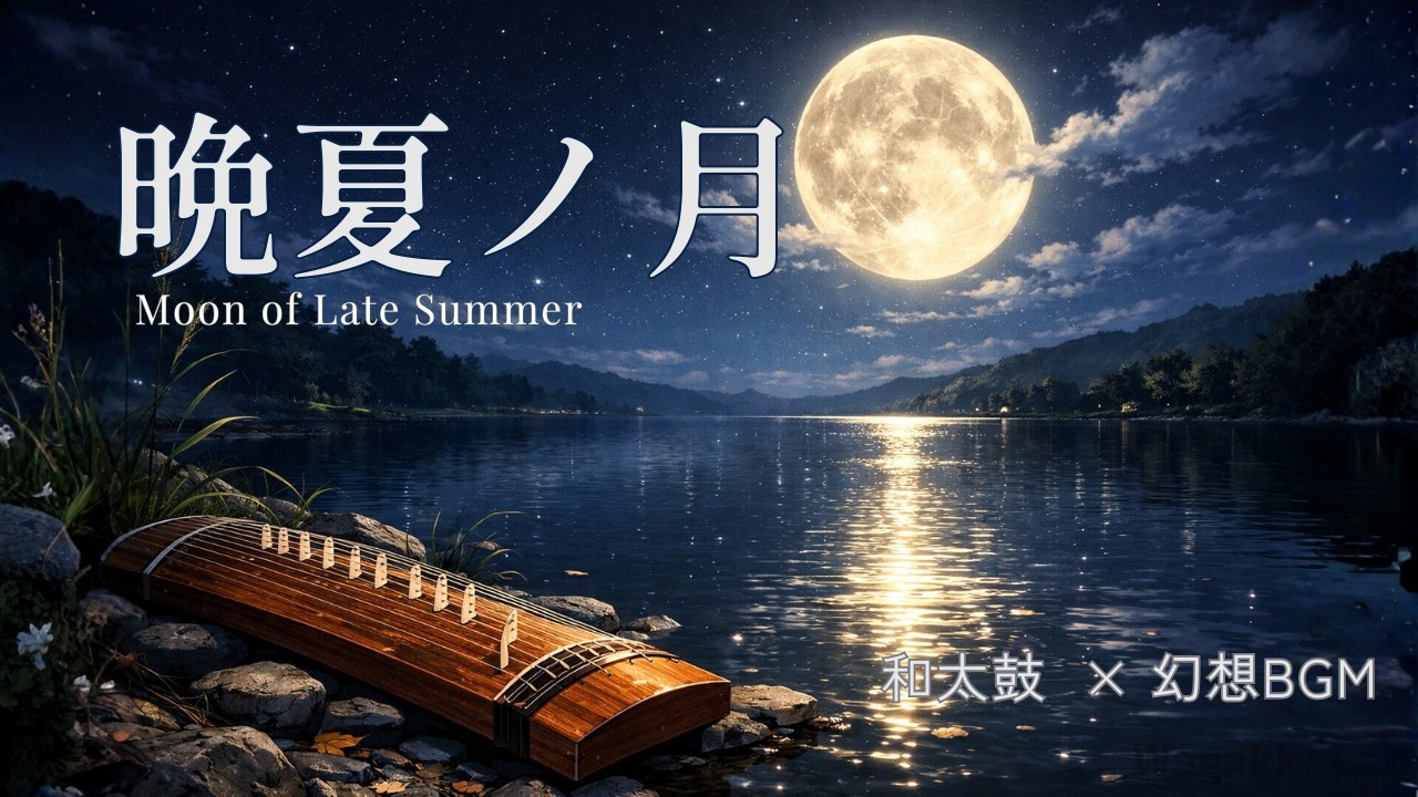 【和楽器×琴BGM】晩夏ノ月 - Moon of Late Summer｜満月と水面に響く静かな琴