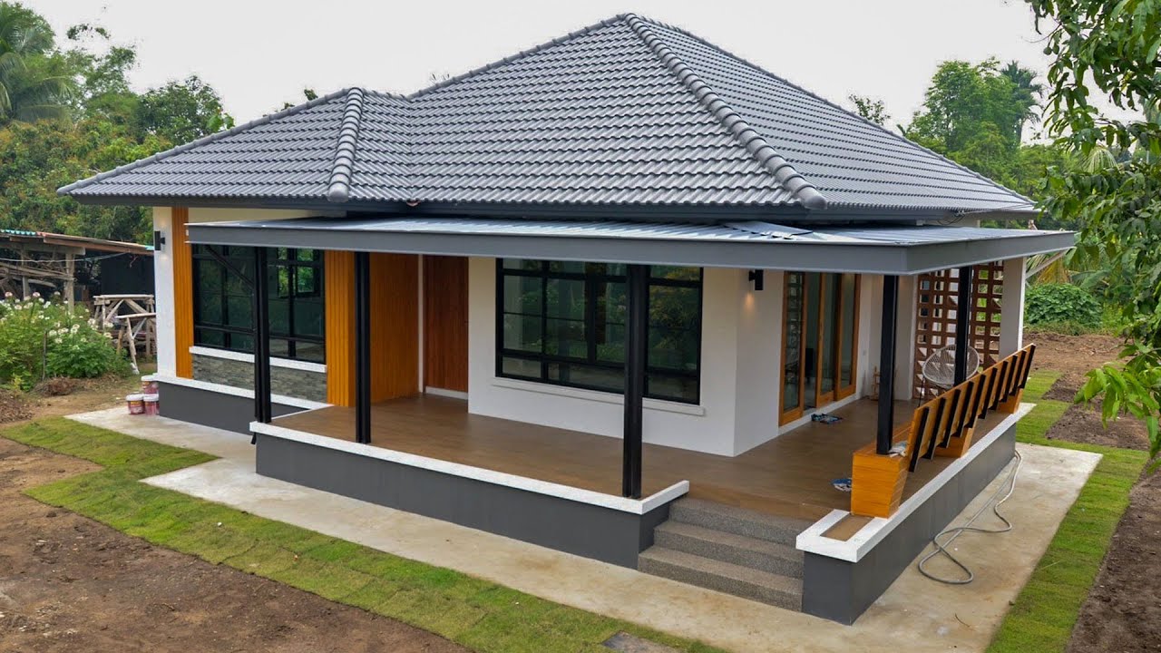 บ้านสไตล์คอนเทมโพรารี่สวยงามโมเดิร์นพื้นที่ใช้สอยกว้างขวางระเบียงทางเดินรอบบ้าน 3 ห้องนอน 2 ห้องน้ำ