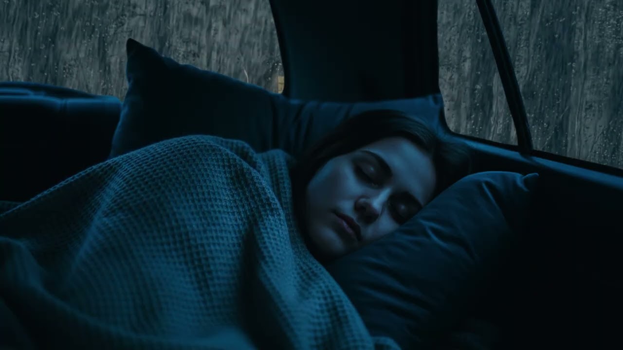 Drift Off to Peaceful Sleep 🌙 Comforting Night Drive Vibe 💧 Pouring Rain on Cozy Car Window