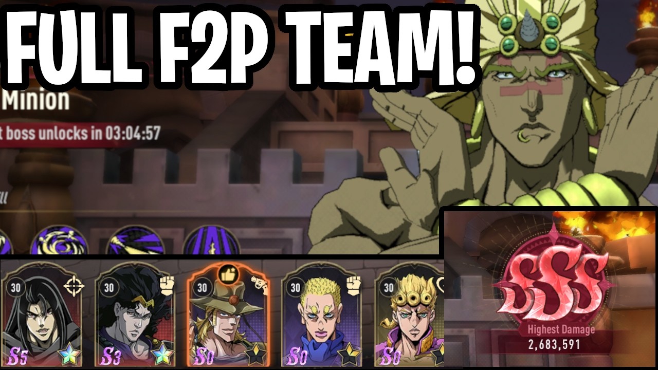 INSANE F2P EARLY GAME WORLD BOSS TEAM! Hit SSS Early Game EASILY [JoJo Golden Spirit]