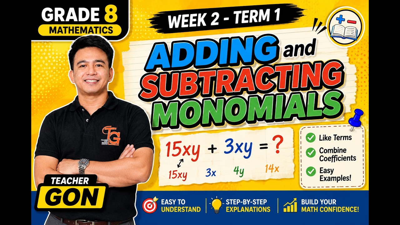 Adding and Subtracting Monomials | Grade 8 First Quarter Matatag Curriculum | Math Teacher Gon