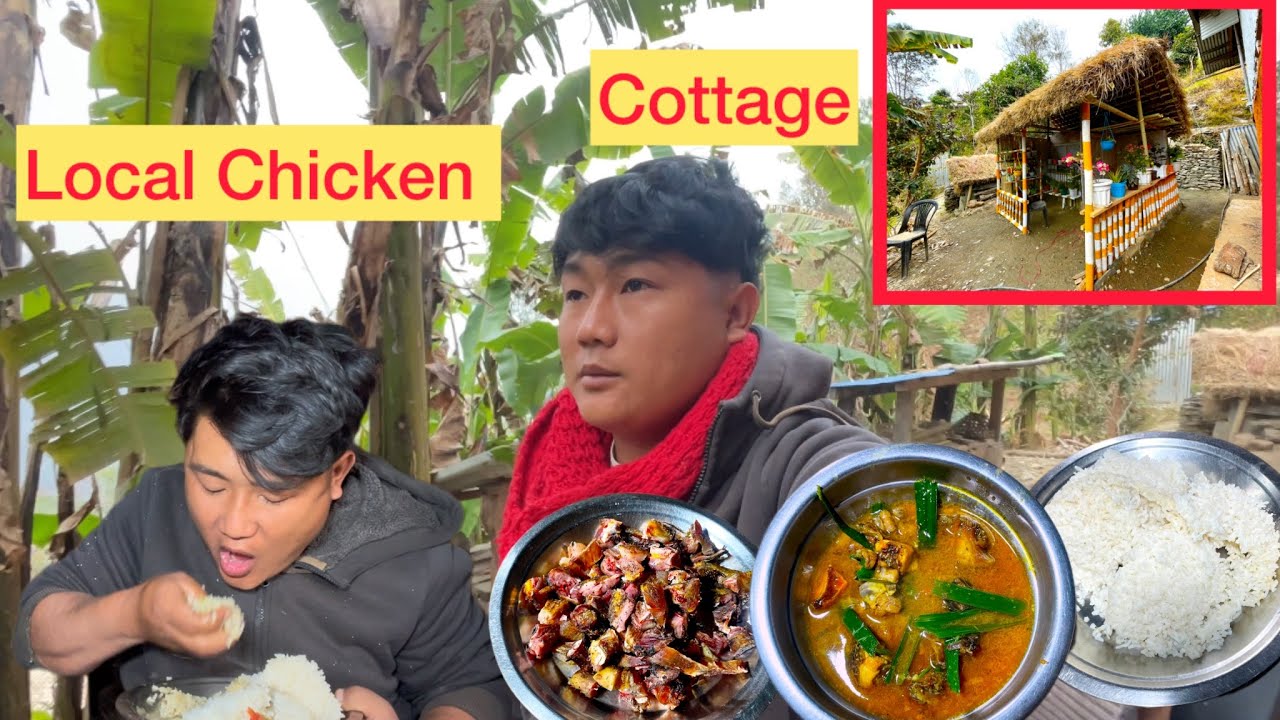 Local chicken soup Eating//Cottage Building  Update Vlog (बाउछोरा कुखुराको मासु सङ्ग भात खादै)