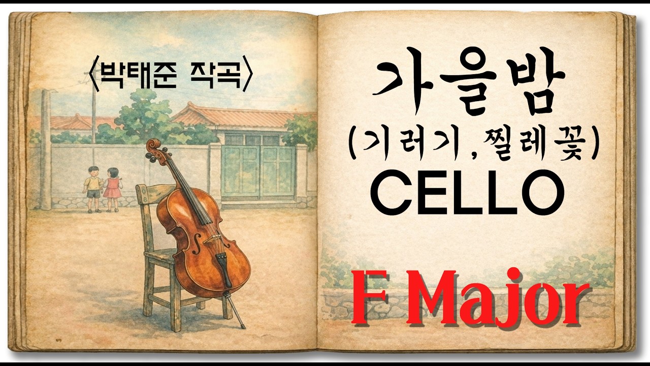 박태준 곡, 가을밤/기러기/찔레꽃 (동일 선율) (♩= 60)/가곡(동요) 첼로 연주 F Major