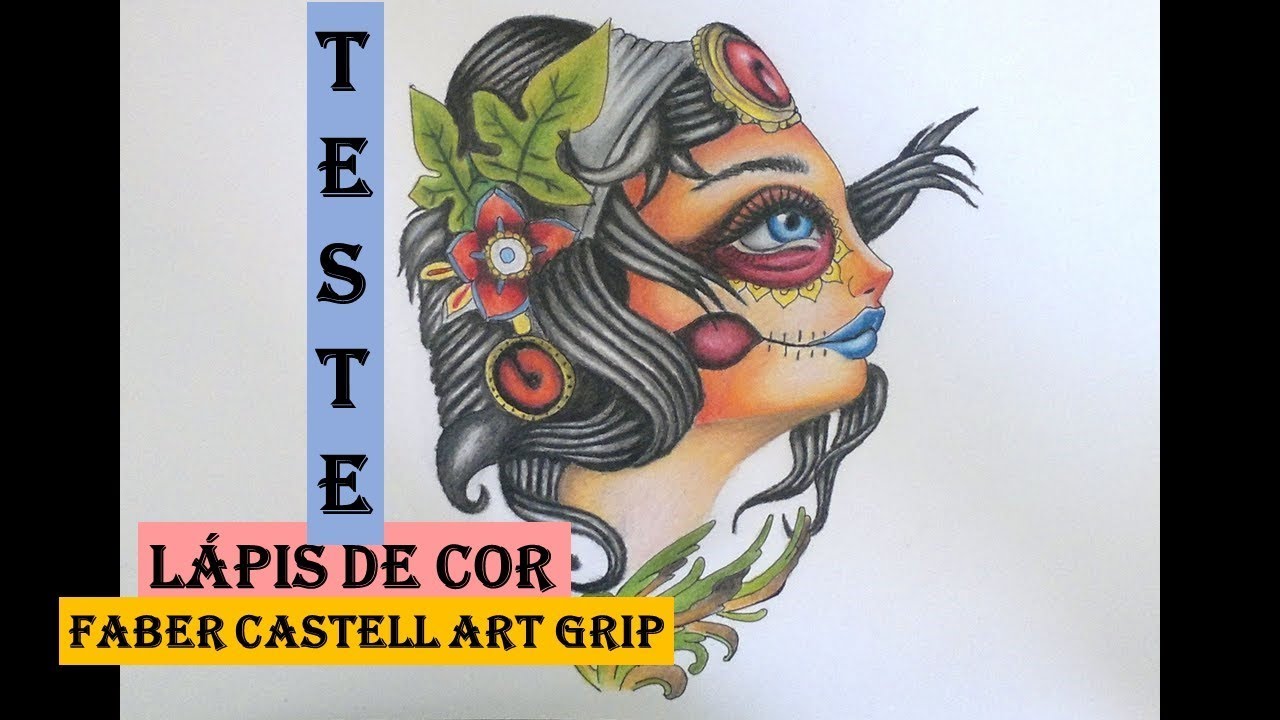 Teste desenho com l&aacute;pis de cor Faber Castell Art Grip