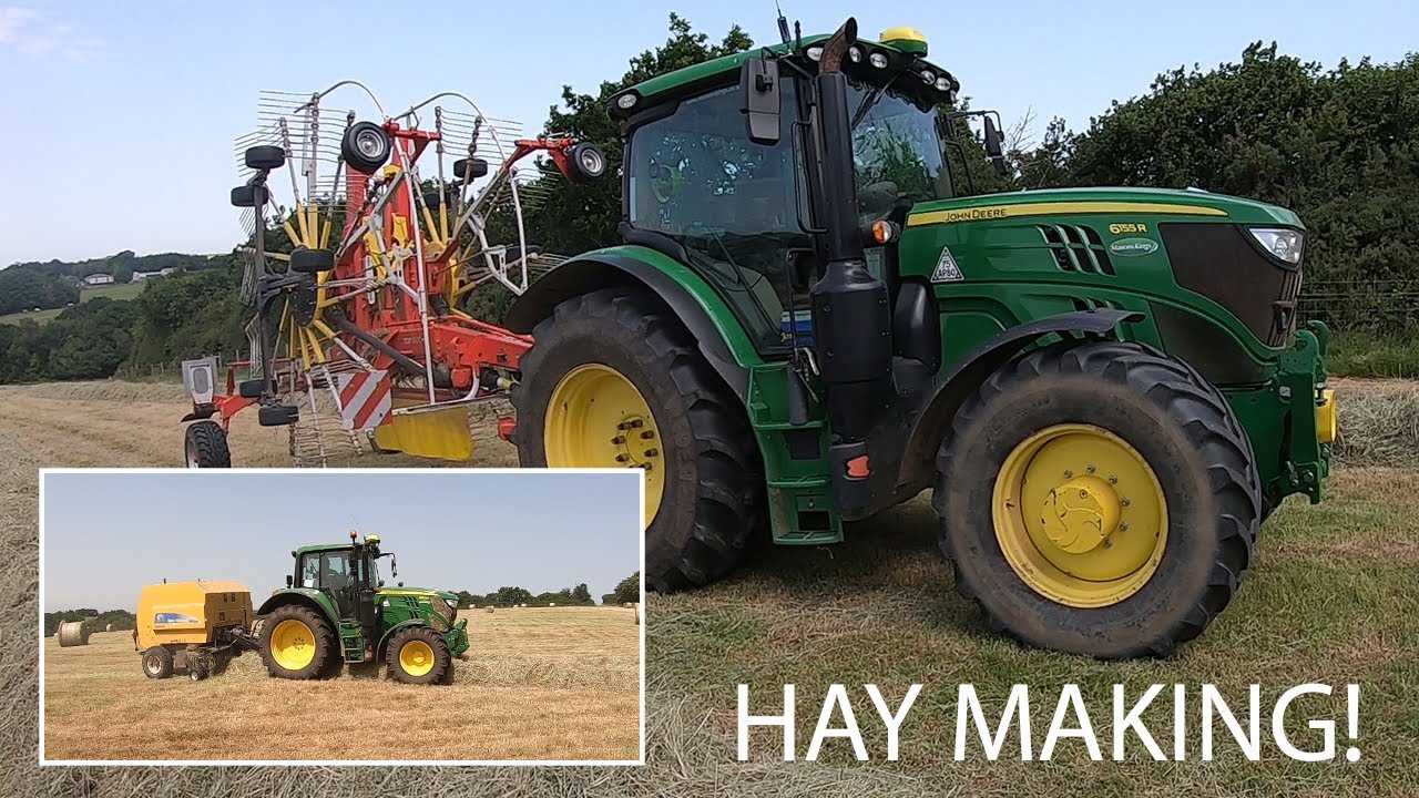 MAKING HAY IN THE SUNSHINE! RAKING AND BALING!